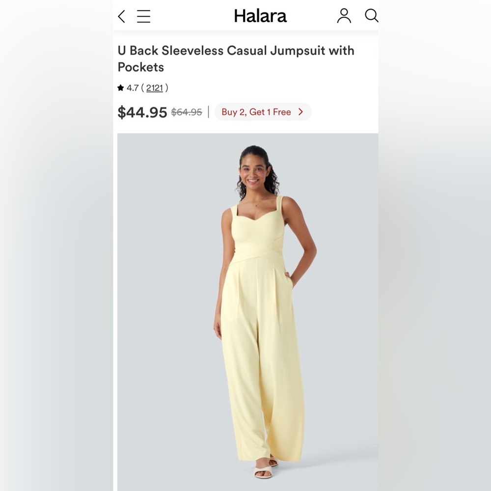 HALARA Sleeveless Jumpsuit- Vague Yellow